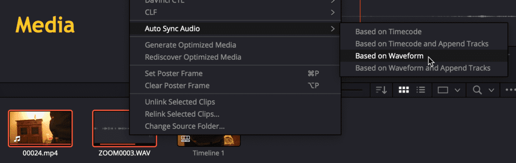 DaVinci Auto Audio Sync